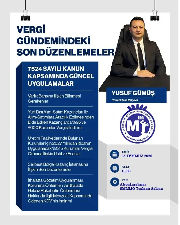 Afyonkarahisar Mali Müşavirler Odası'ndan Önemli Açıklama