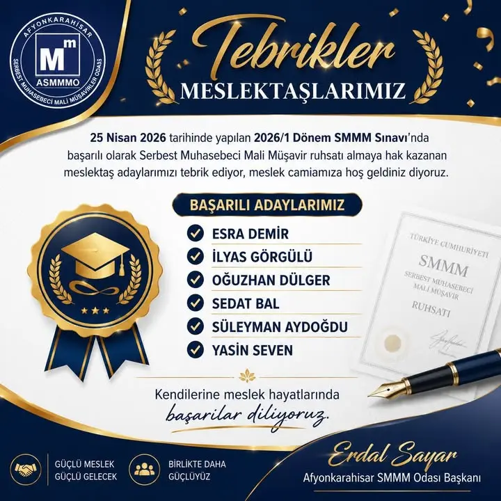 Afyonkarahisar Mali Müşavirler Odası'nın Yaptığı Paylaşım