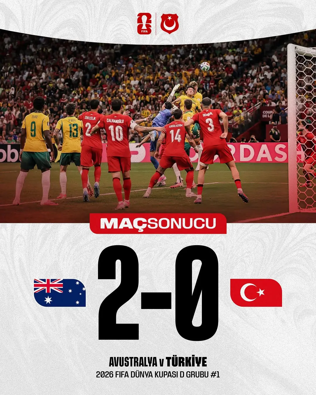 Beşiktaş Futbol Takımı FIFA Dünya Kupası Grup D Maçında Avustralya'ya 2-0 Mağlup Oldu