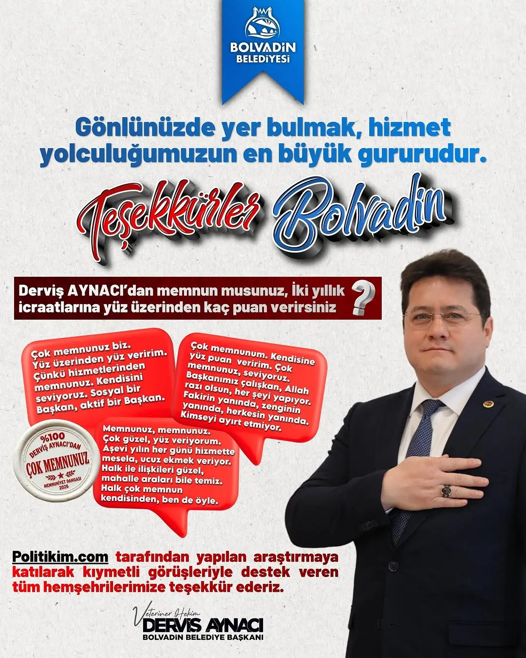 Bolvadin Belediye Başkanı Derviş Aynacı'ya Teşekkürler