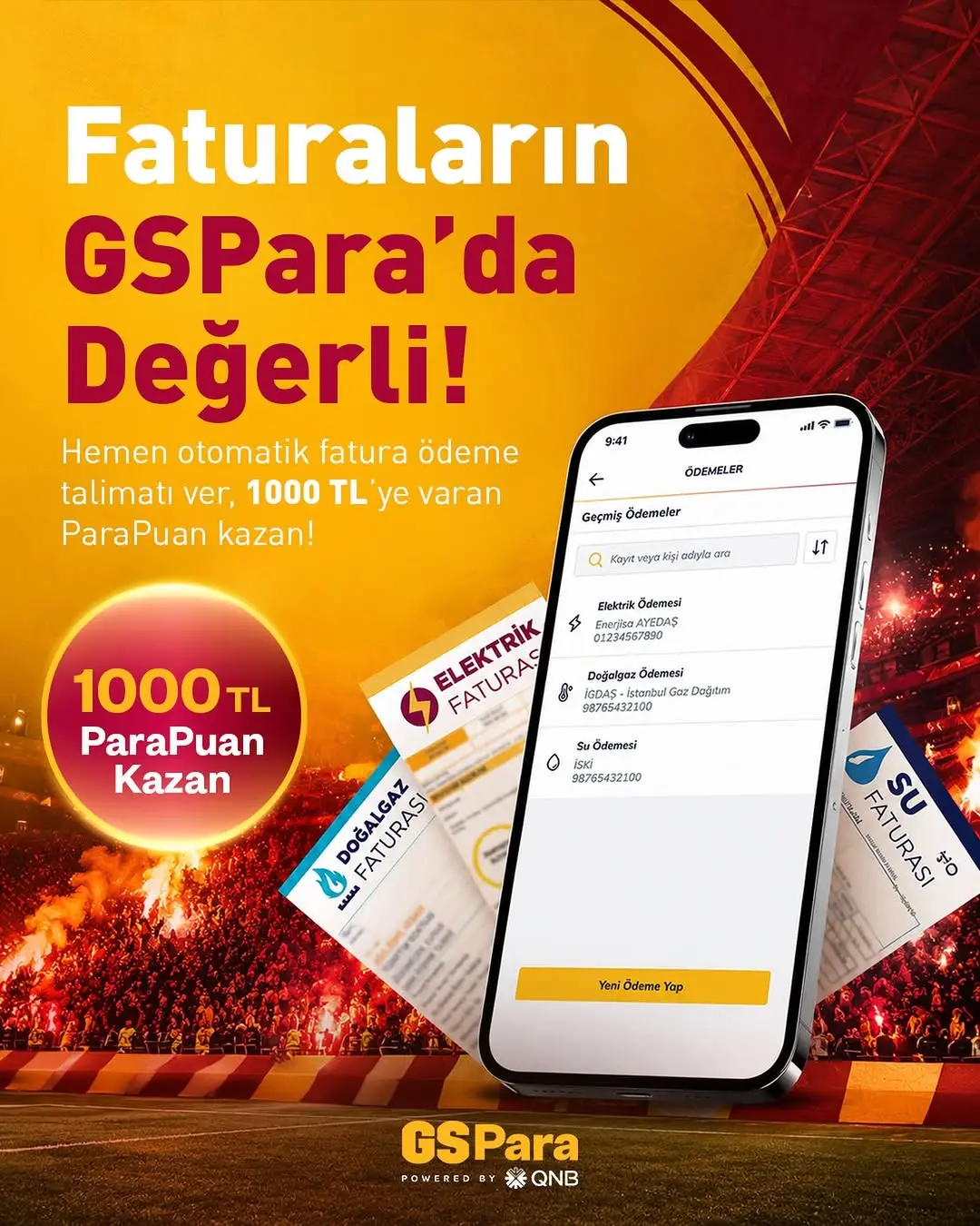 Galatasaray GSPara Kampanyası: Faturalarını GSPara’ya Taşı, 1000 TL’ye Varan ParaPuan Kazan!