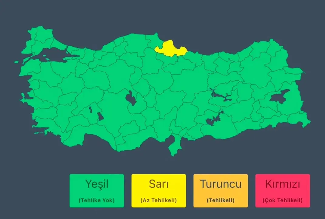 Samsun'da Yerel Kuvvetli Sağanak Yağış Uyarısı