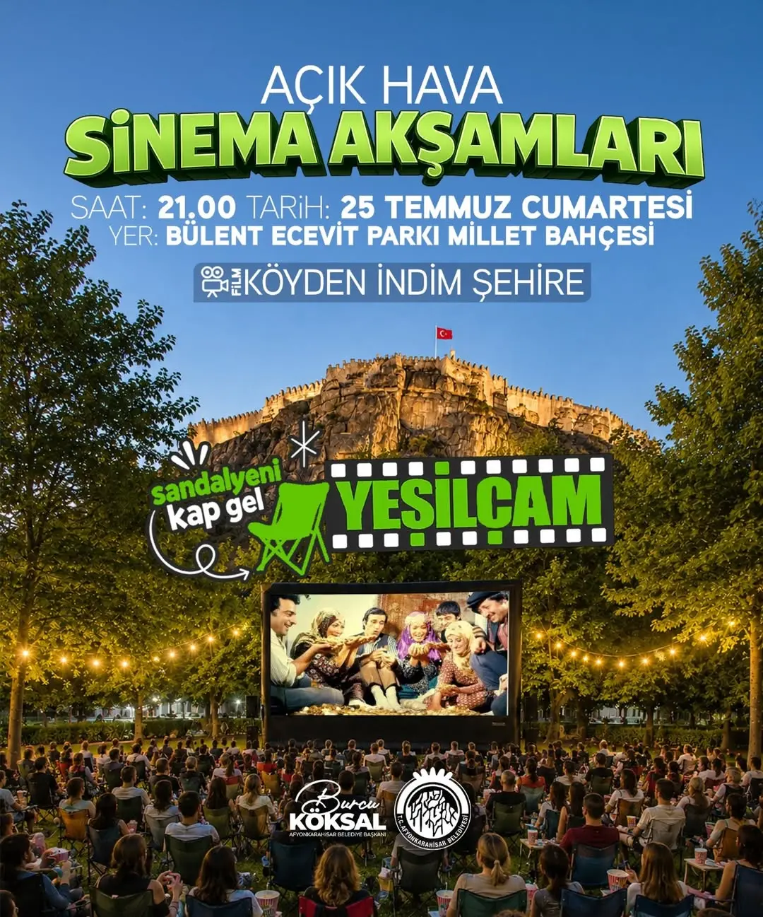 T.C. Afyonkarahisar Belediyesi Açık Hava Sinema Akşamlarını Duyurdu
