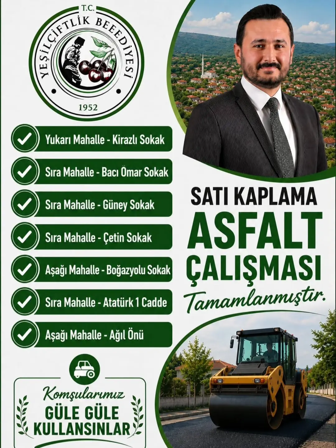 YeşilÇiftlik Belediye Başkanı Devrim Ölmez'den Asfalt Çalışmaları Açıklaması