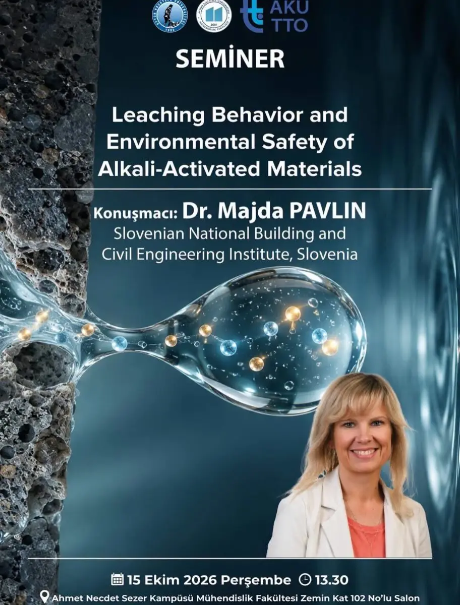 Afyon Kocatepe Üniversitesi'nde Bugün: 'Leaching Behavior and Environmental Safety of Alkali-Activated Materials'