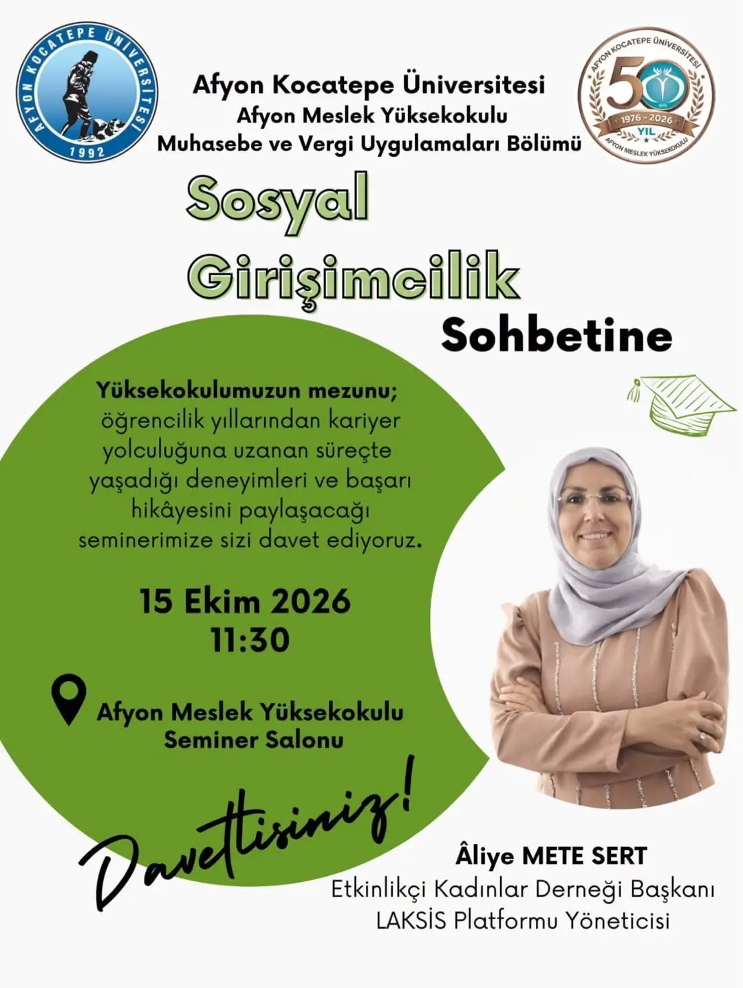 Afyon Kocatepe Üniversitesi'nde Bugün: Muhasebede Kariyerin Yeni Rotası Konferansı