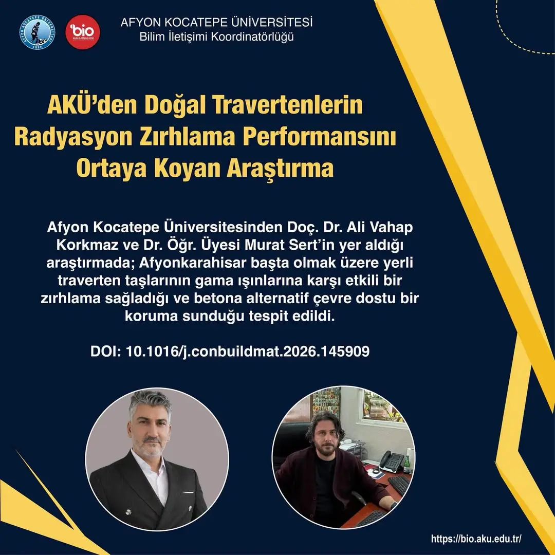 Afyon Kocatepe Üniversitesi'nden Doğal Travertenlerin Radyasyon Zırhlama Performansını İnceleyen Araştırma