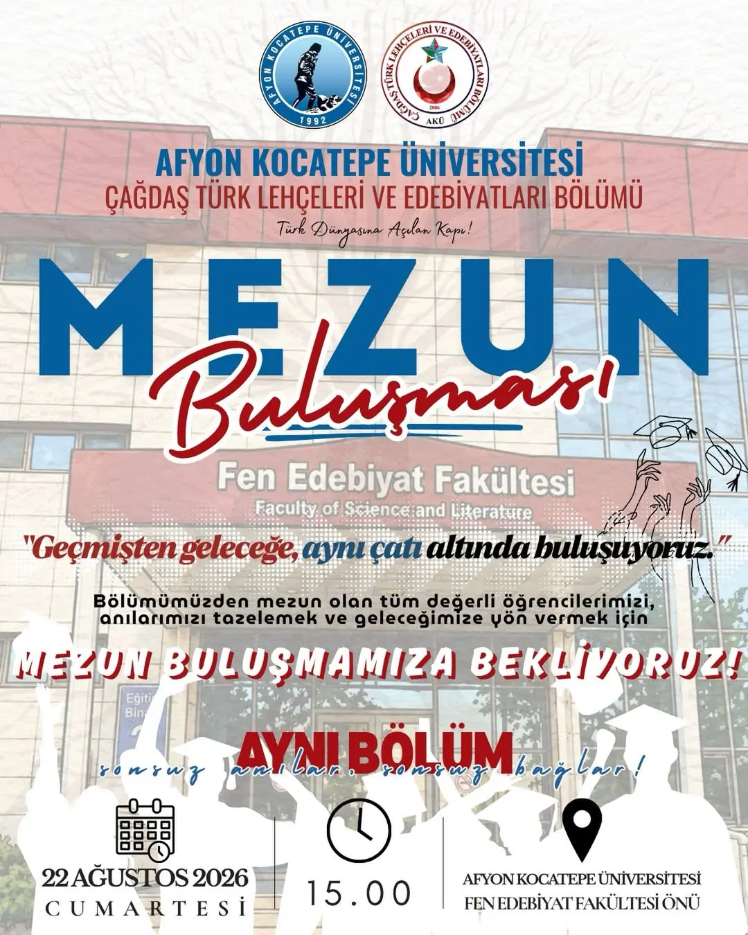 Afyon Kocatepe Üniversitesi Türk Lehçeleri ve Edebiyatları Bölümü Mezun Buluşması Düzenliyor