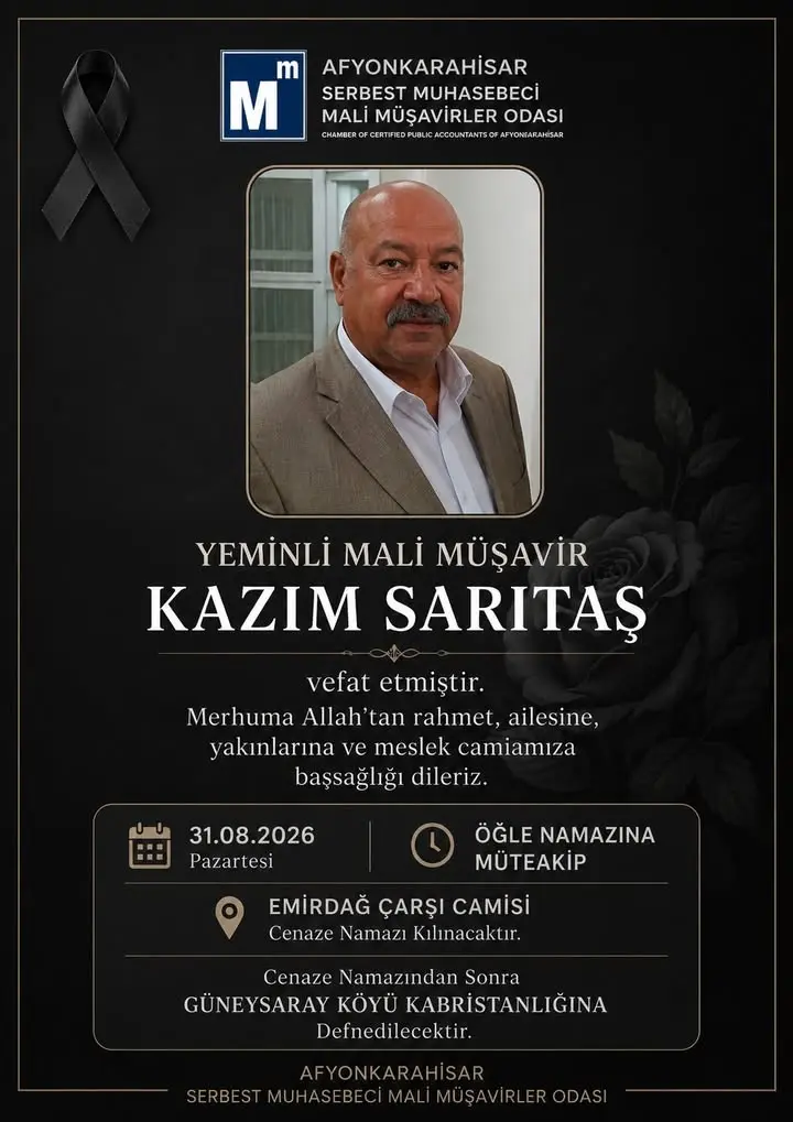 Afyonkarahisar Mali Müşavirler Odası'ndan Yapılan Paylaşım