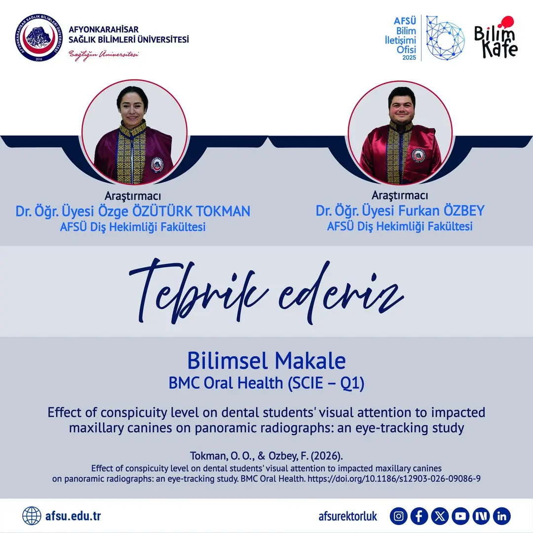 Akademik Başarı: AFSÜ Öğretim Üyesinden Yayınlanan Bilimsel Makale (BMC Oral Health)