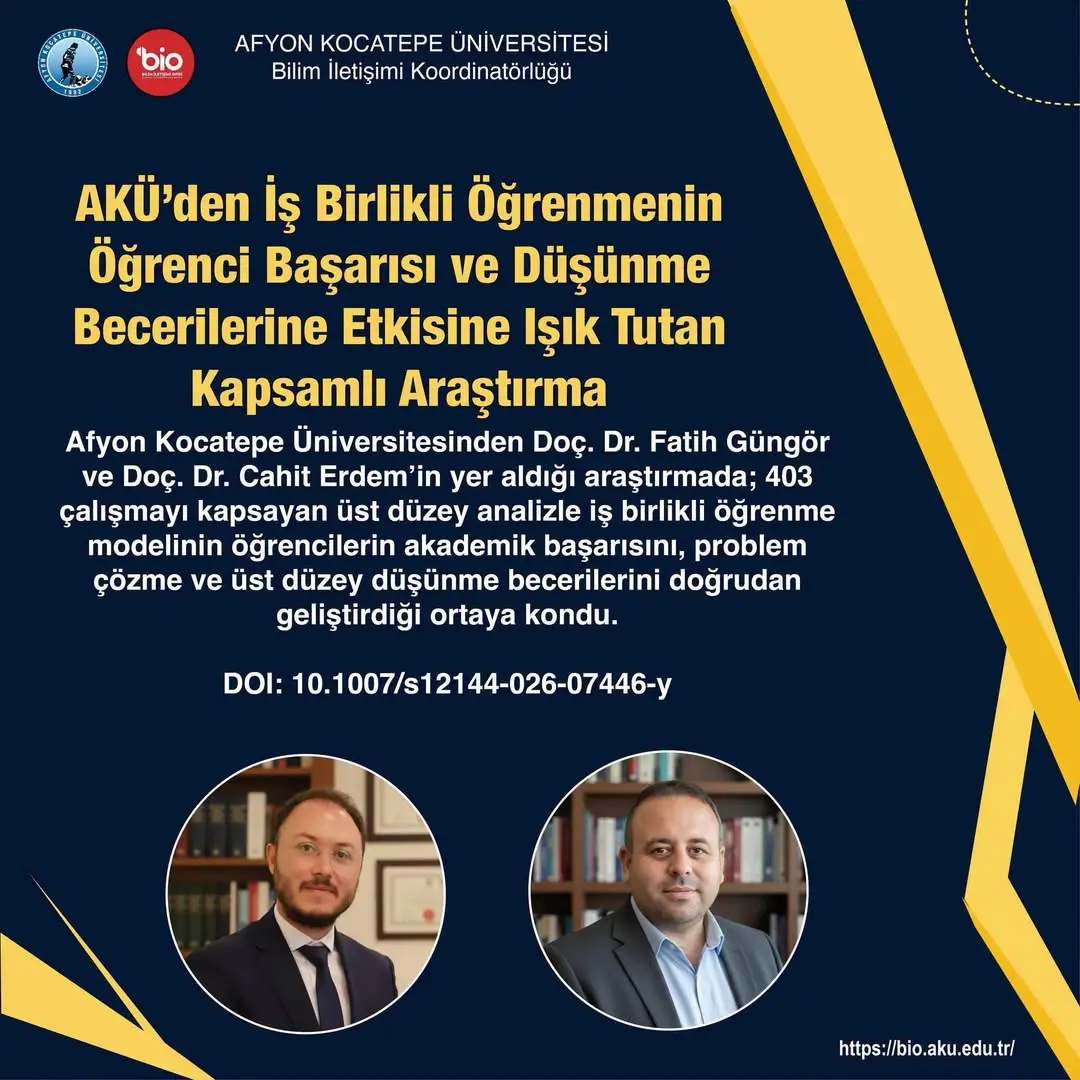 AKÜ’den İş Birlikli Öğrenmenin Öğrenci Başarısı ve Düşünme Becerilerine Etkisine Işık Tutan Kapsamlı Araştırma