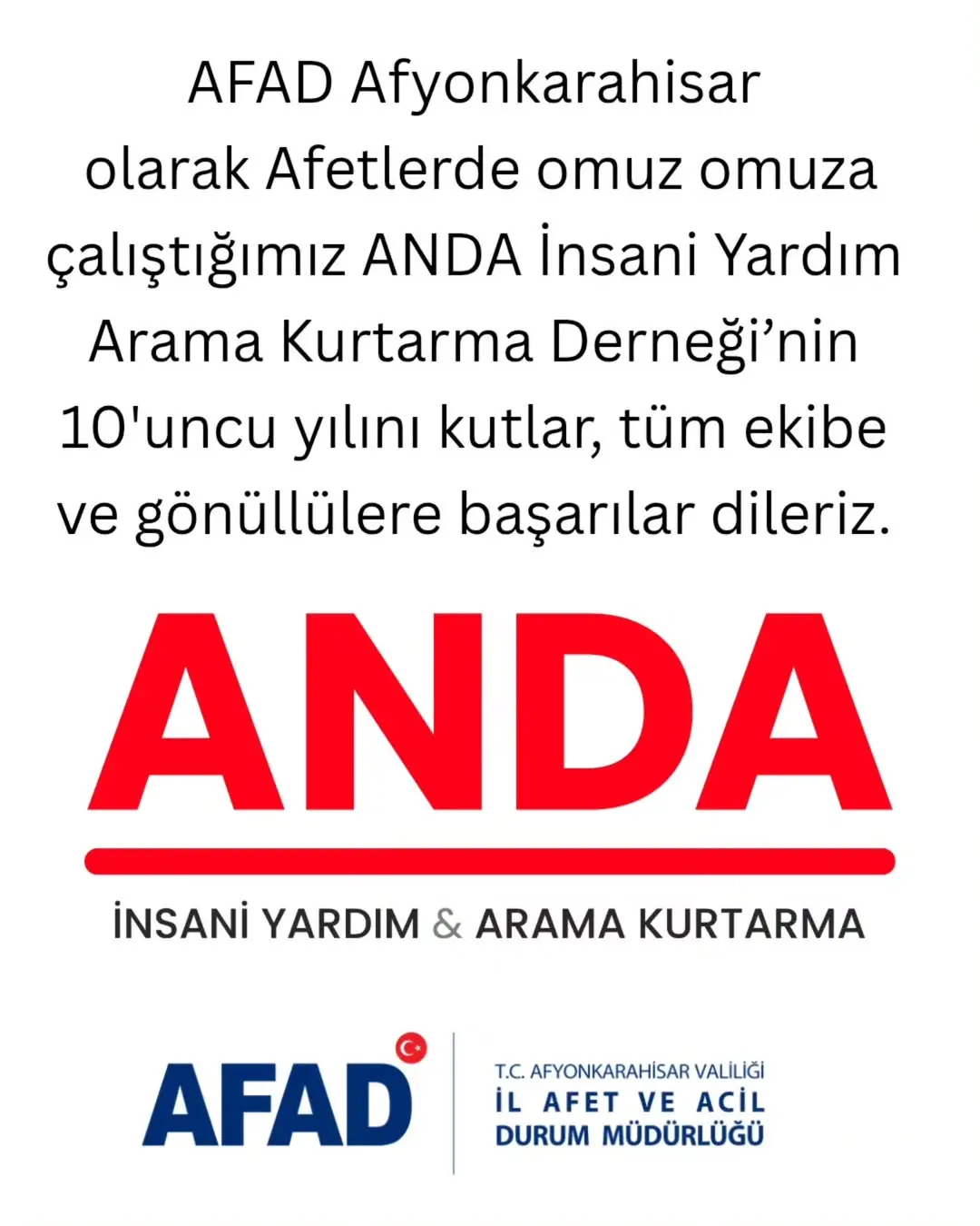 ANDA İnsani Yardım Arama Kurtarma Derneği'nin 10. Kuruluş Yıl Dönümü Kutlamaları
