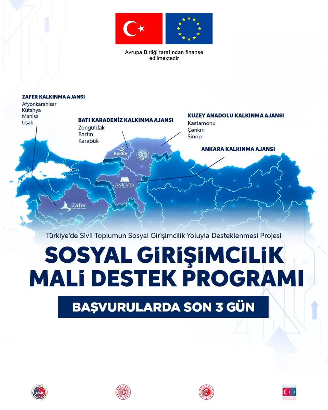 AVRUPA BİRLİĞİ FİNANSMANIYLA YÜRÜTÜLEN PROJEDE BAŞVURULARA SON 3 GÜN!