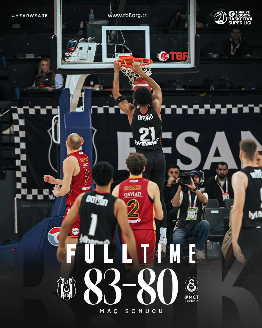 Beşiktaş Basketbol Takımı Galatasaray MCT Technic'i 83-80 Mağlup Etti