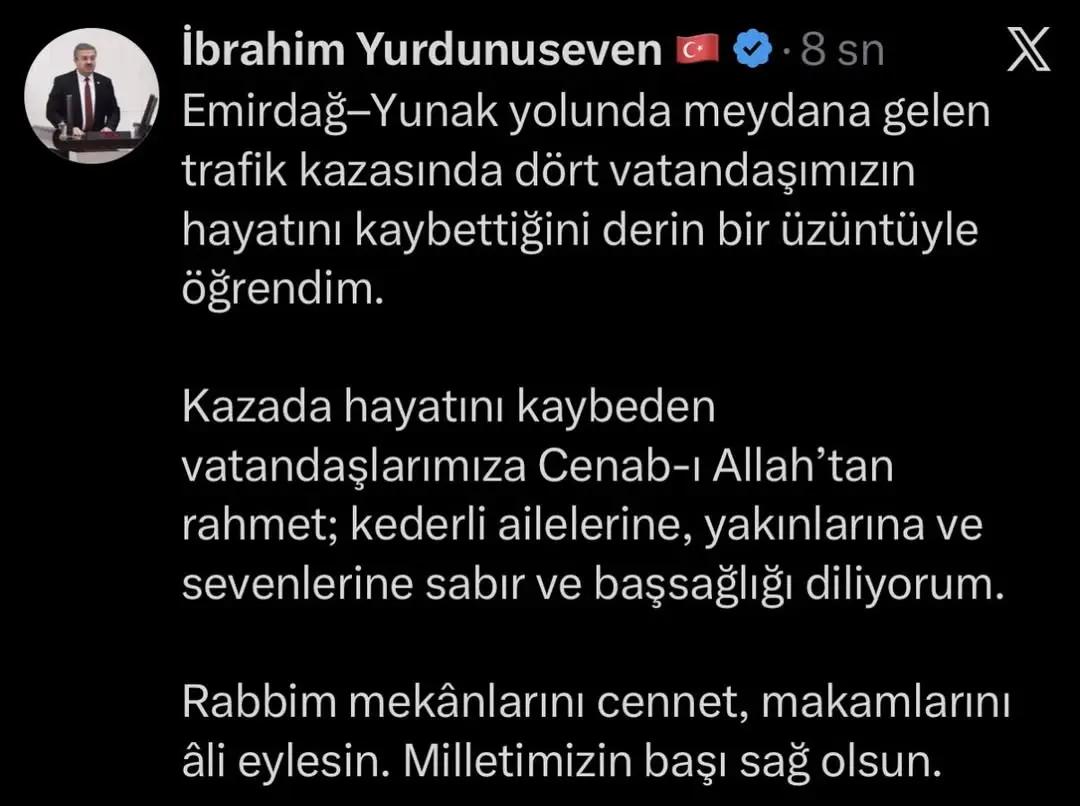 Emirdağ–Yunak Yolunda Trafik Kazası: 4 Vatandaş Hayatını Kaybetti