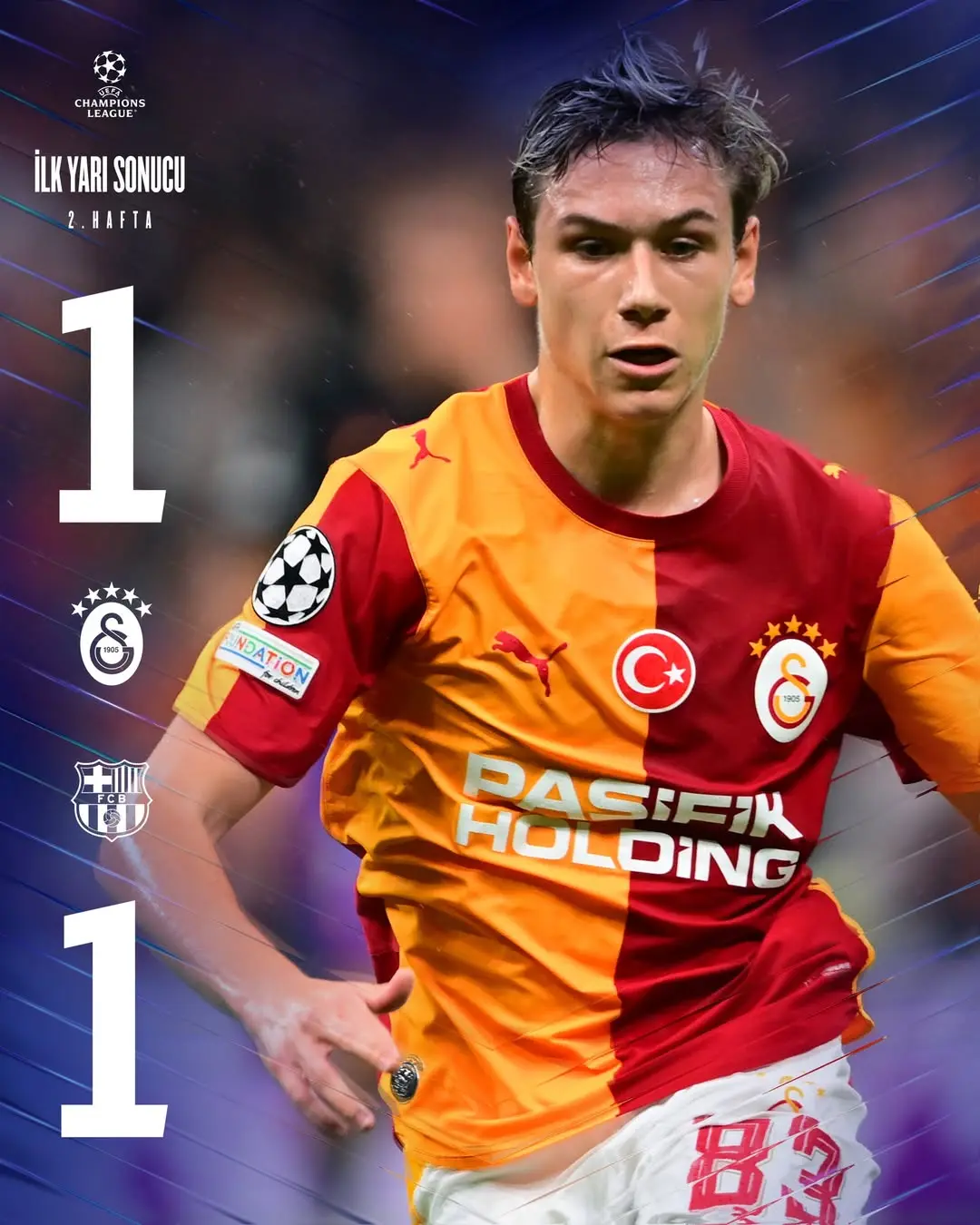 Galatasaray 1-1 FC Barcelona Maçının İlk Yarı Sonucu
