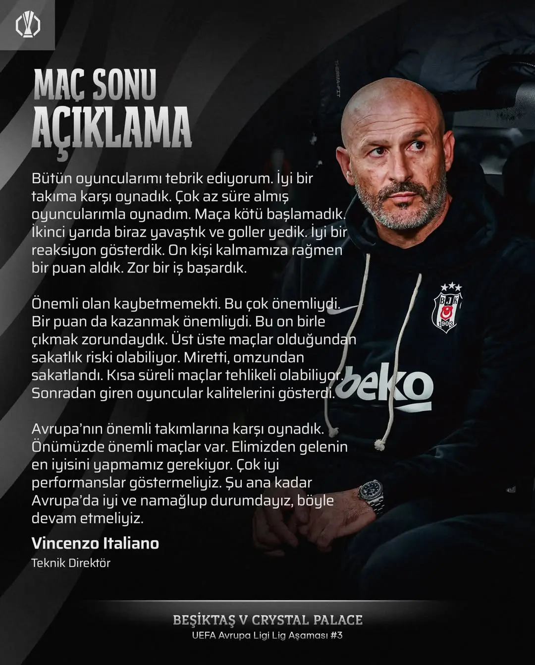 Maç sonu açıklama | Vincenzo Italiano