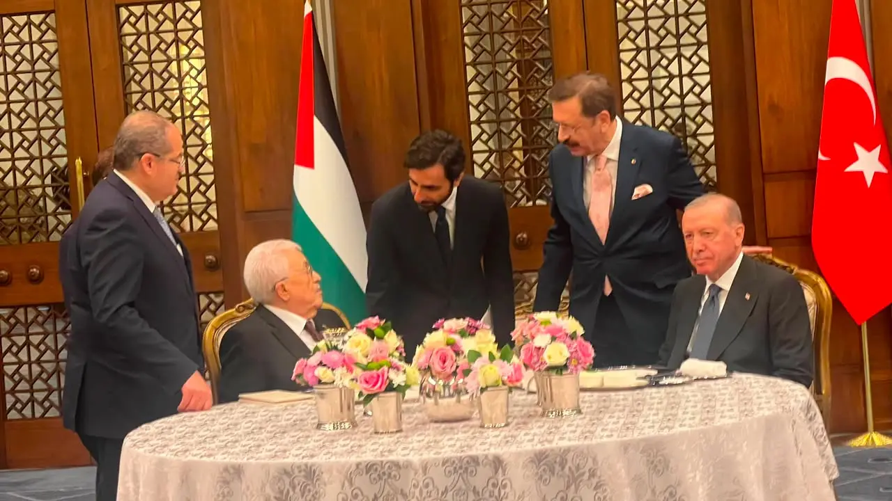TOBB Başkanı Hisarcıklıoğlu, Cumhurbaşkanı Erdoğan ve Filistin Devlet Başkanı Abbas'ın Görüşmesini Paylaştı