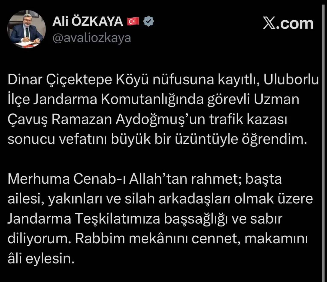Uluborlu İlçe Jandarma Komutanlığı'nda Görevli Uzman Çavuş Trafik Kazasında Hayatını Kaybetti