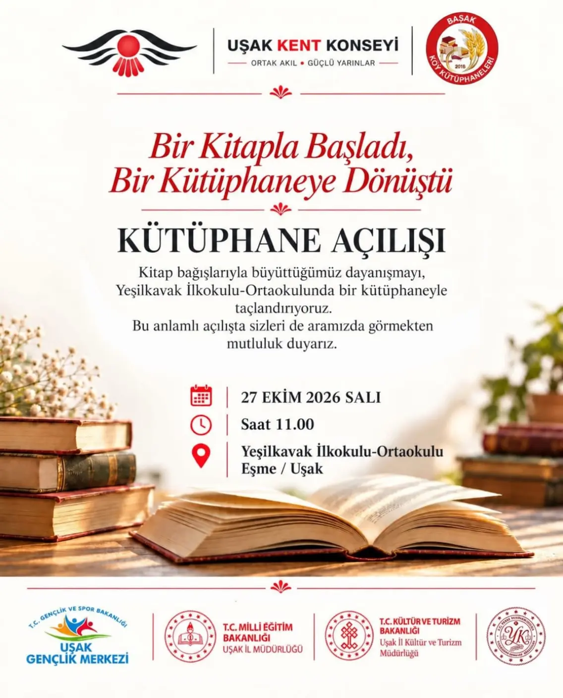 Uşak'ta kitap fuarı ile kütüphane açılışı