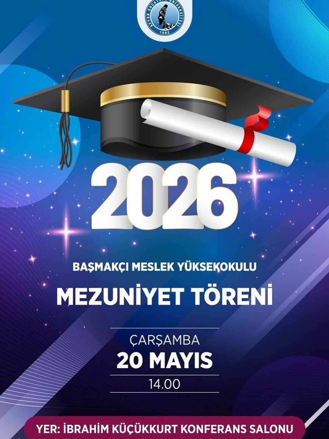 Afyon Kocatepe Üniversitesi'nde Bugün: Başmakçı Meslek Yüksekokulu Mezuniyet Töreni