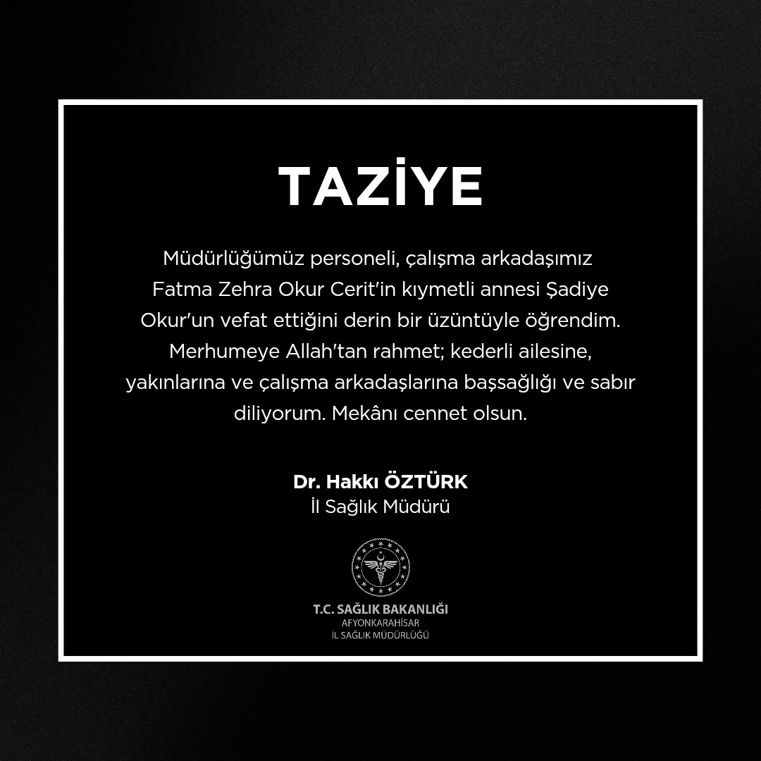 Sağlık Müdürü'nden taziye mesajı