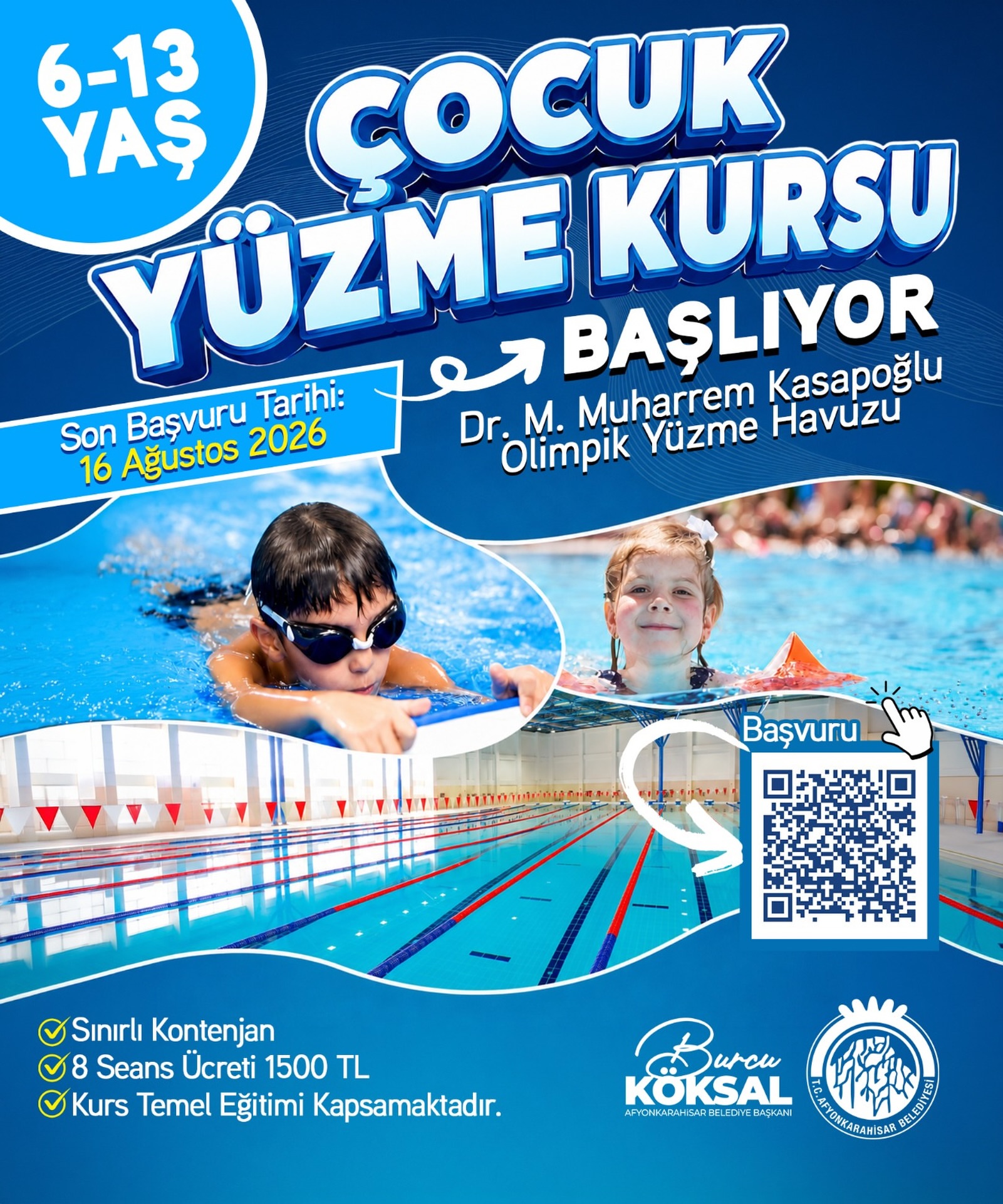 Afyonkarahisar'da Yüzme Kursu Başvuruları Başladı