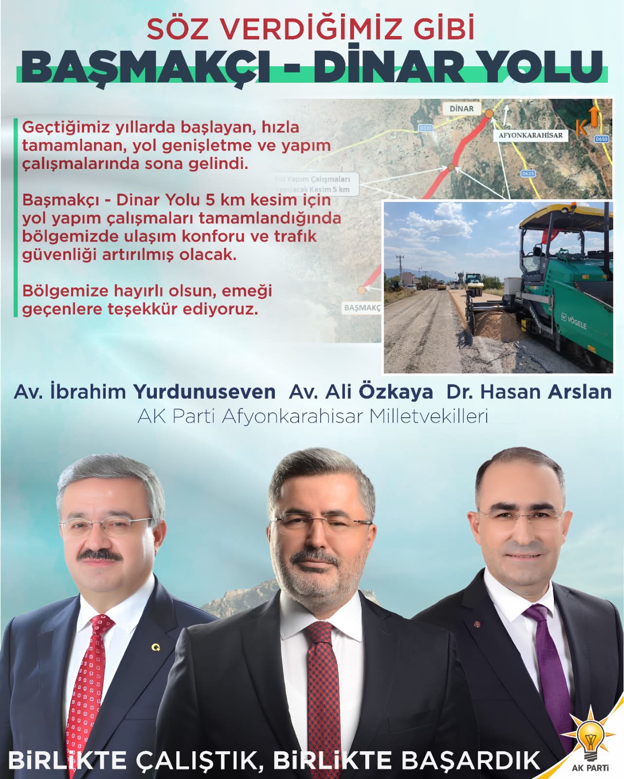 Başmakçı-Dinar Yolunda Çalışmalar Tamamlanıyor