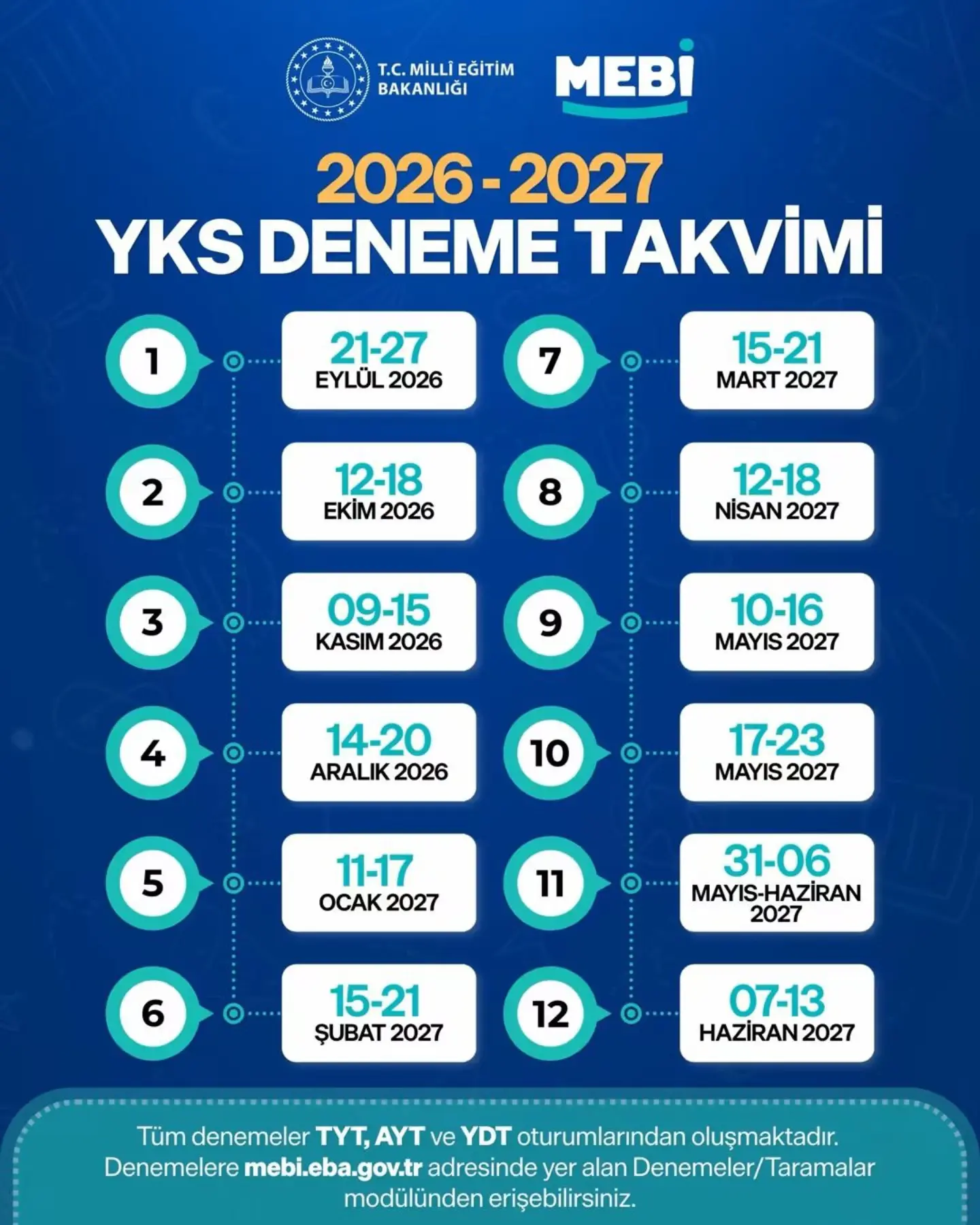 2026-2027 YKS Deneme Takvimi Açıklandı