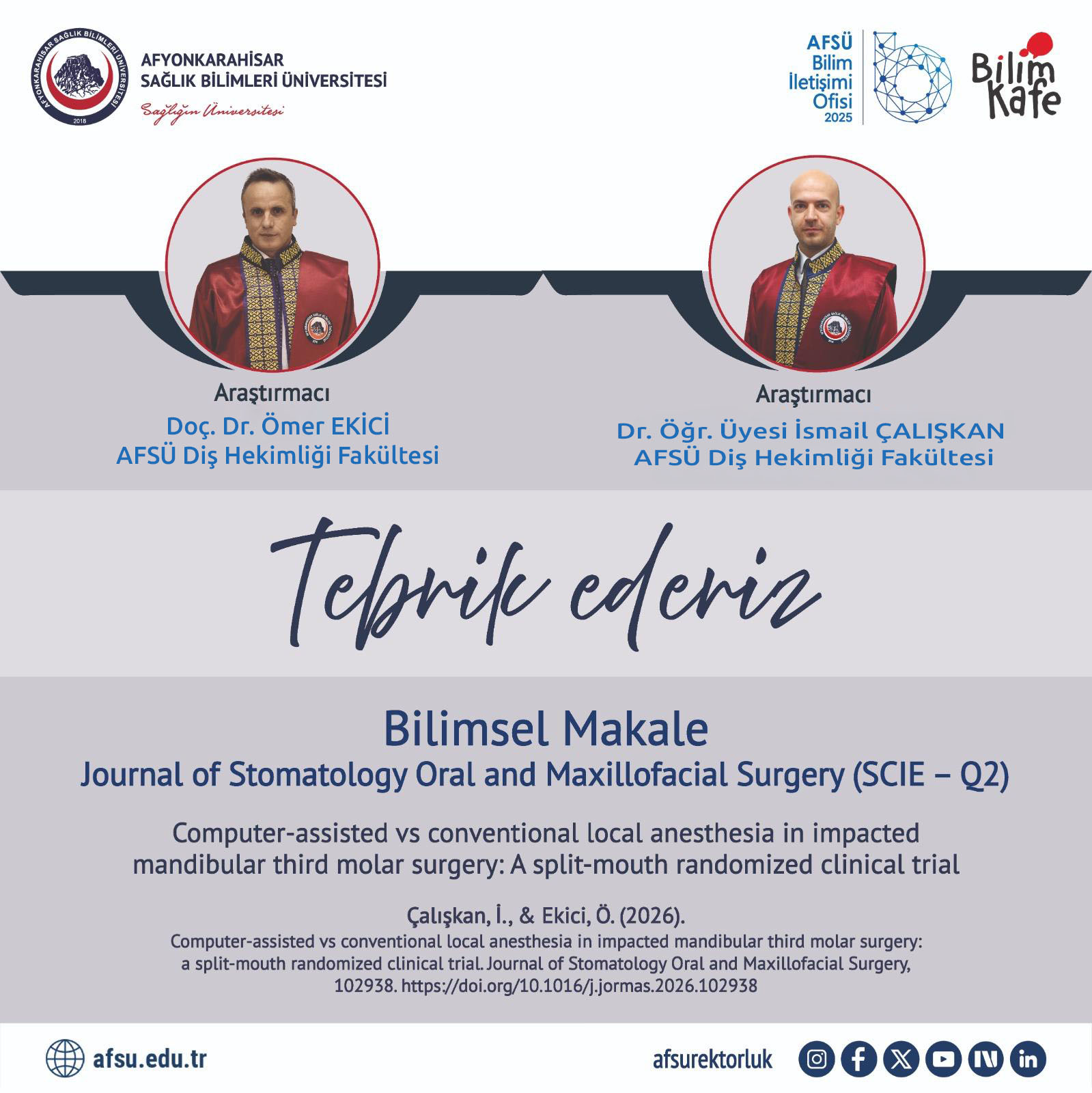Akademik başarı uluslararası dergide yayımlandı