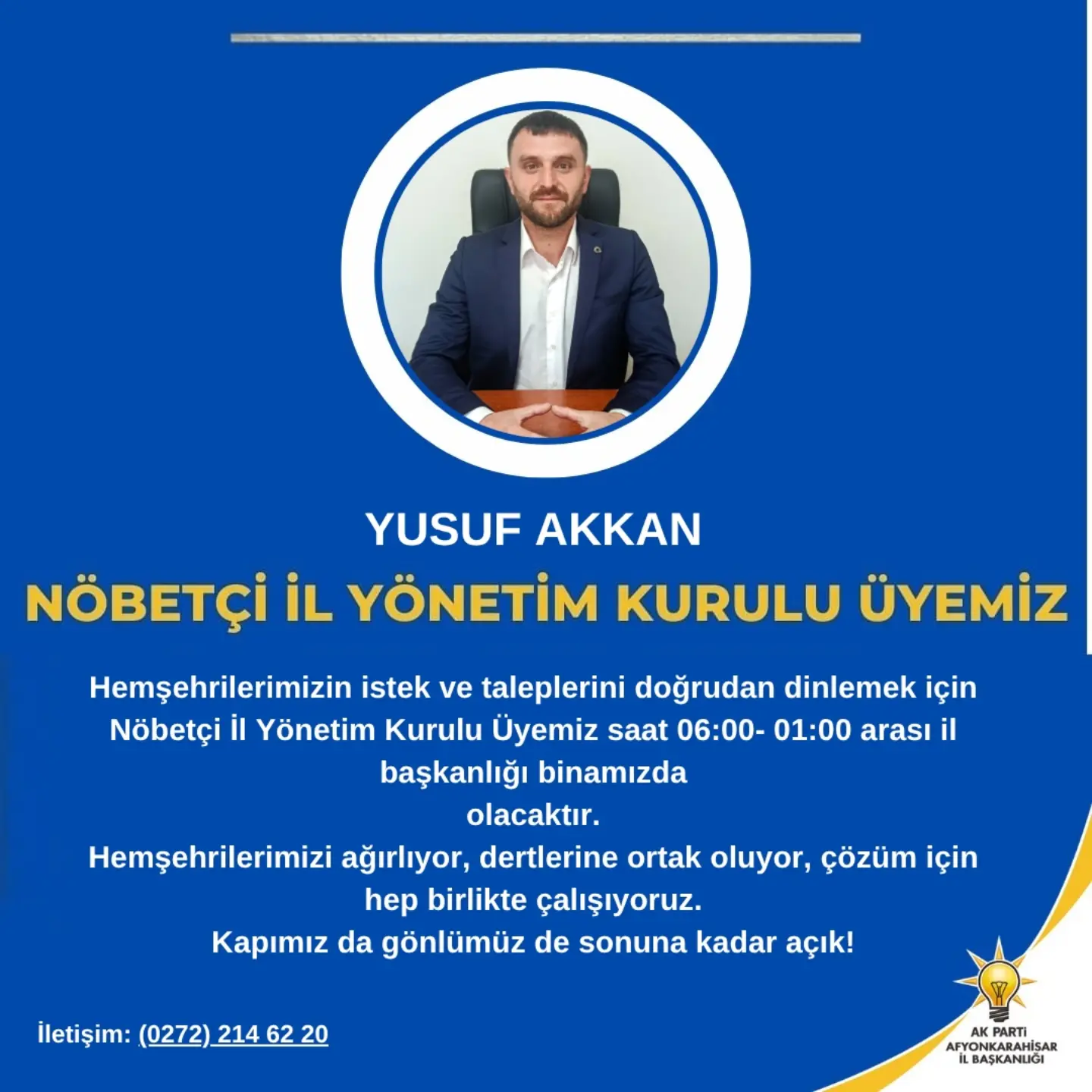 Yusuf Akkan, Afyonkarahisar'da hemşehrileri dinledi