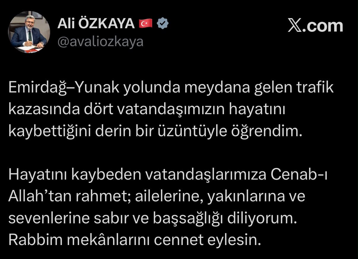 Emirdağ-Yunak yolunda trafik kazası