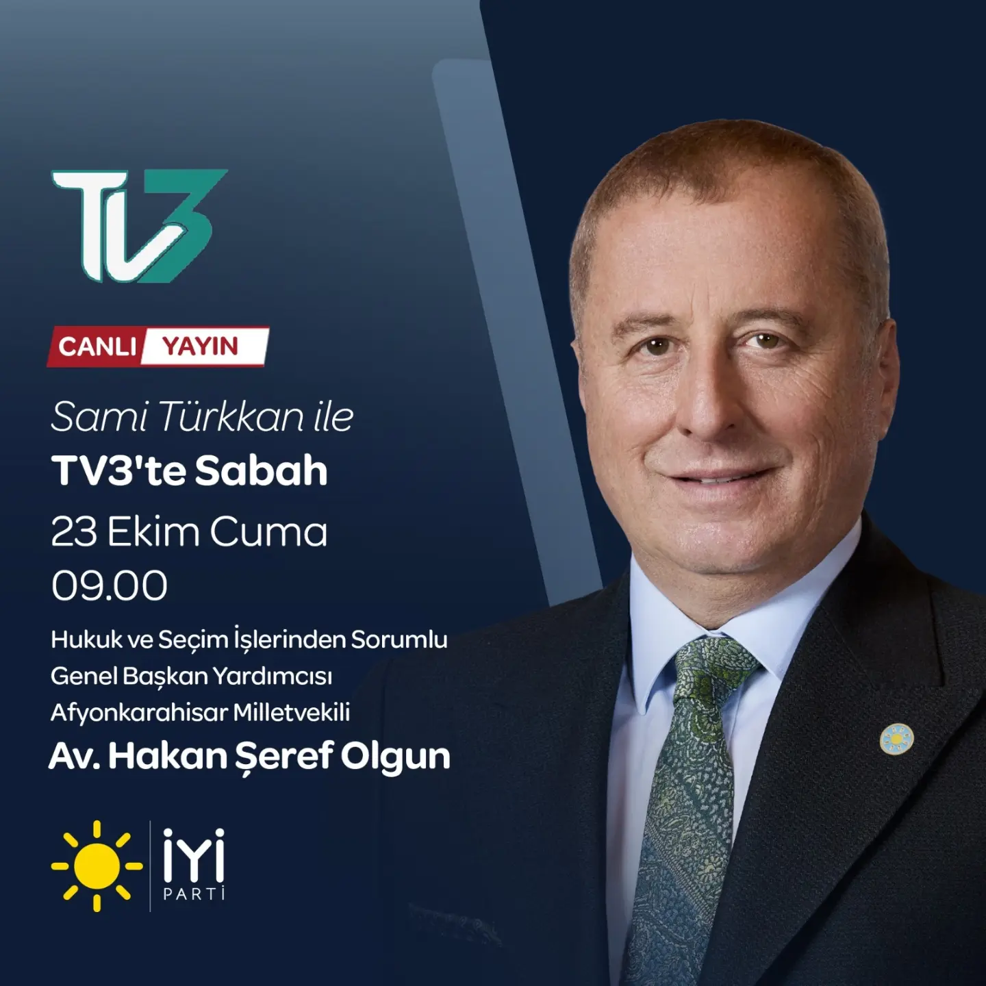 Hakan Şeref Olgun, TV3 programına konuk olacak