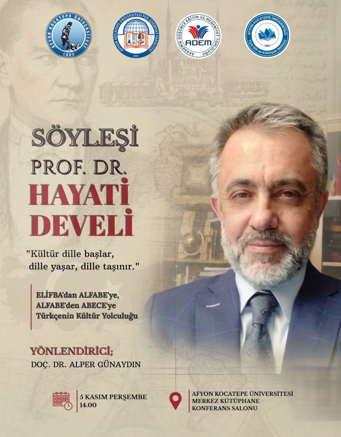 Prof. Dr. Hayati Develi, söyleşi için geliyor