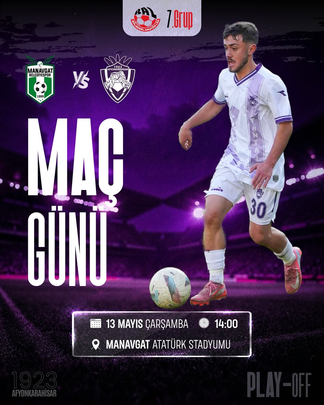1923 Afyonkarahisar SK Manavgat Belediyespor ile Bölgesel Amatör Lig Play-Off Maçında Karşılaşacak