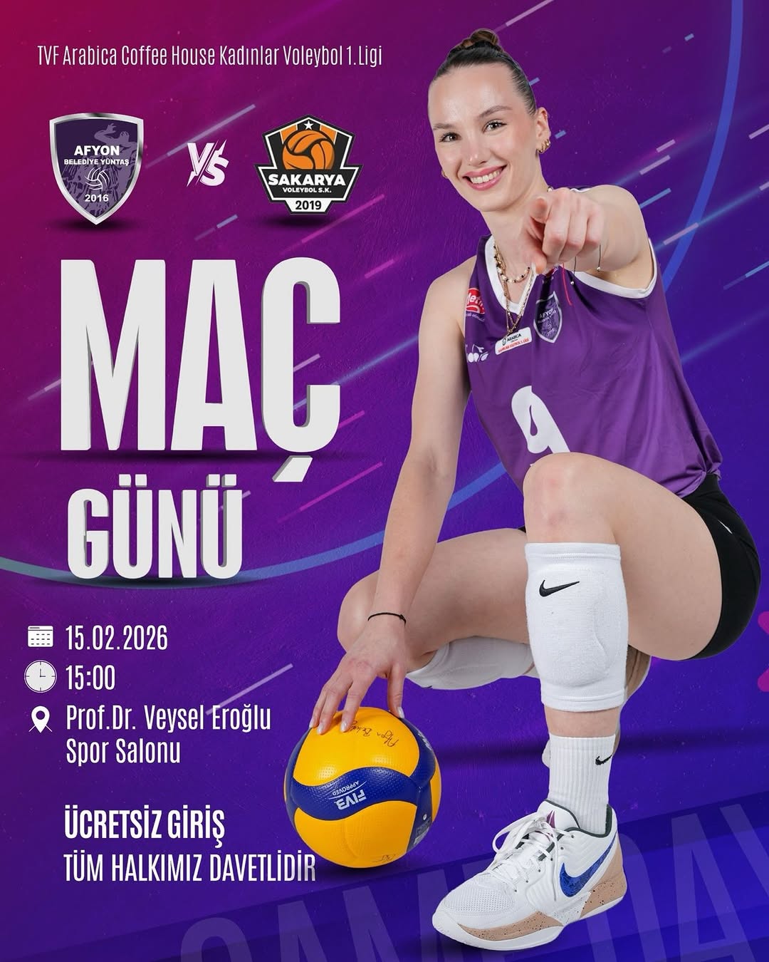 Afyon Belediye Yüntaş Kadın Voleybol Takımı, Sakarya Voleybol ile Karşılaşacak