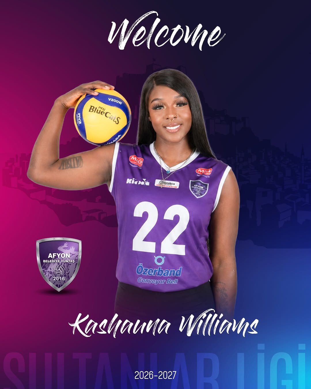 Afyon Belediye Yüntaş Spor Kulübü, ABD'li Pasör Çaprazı Kashauna Williams'ı Kadrosuna Kattı!