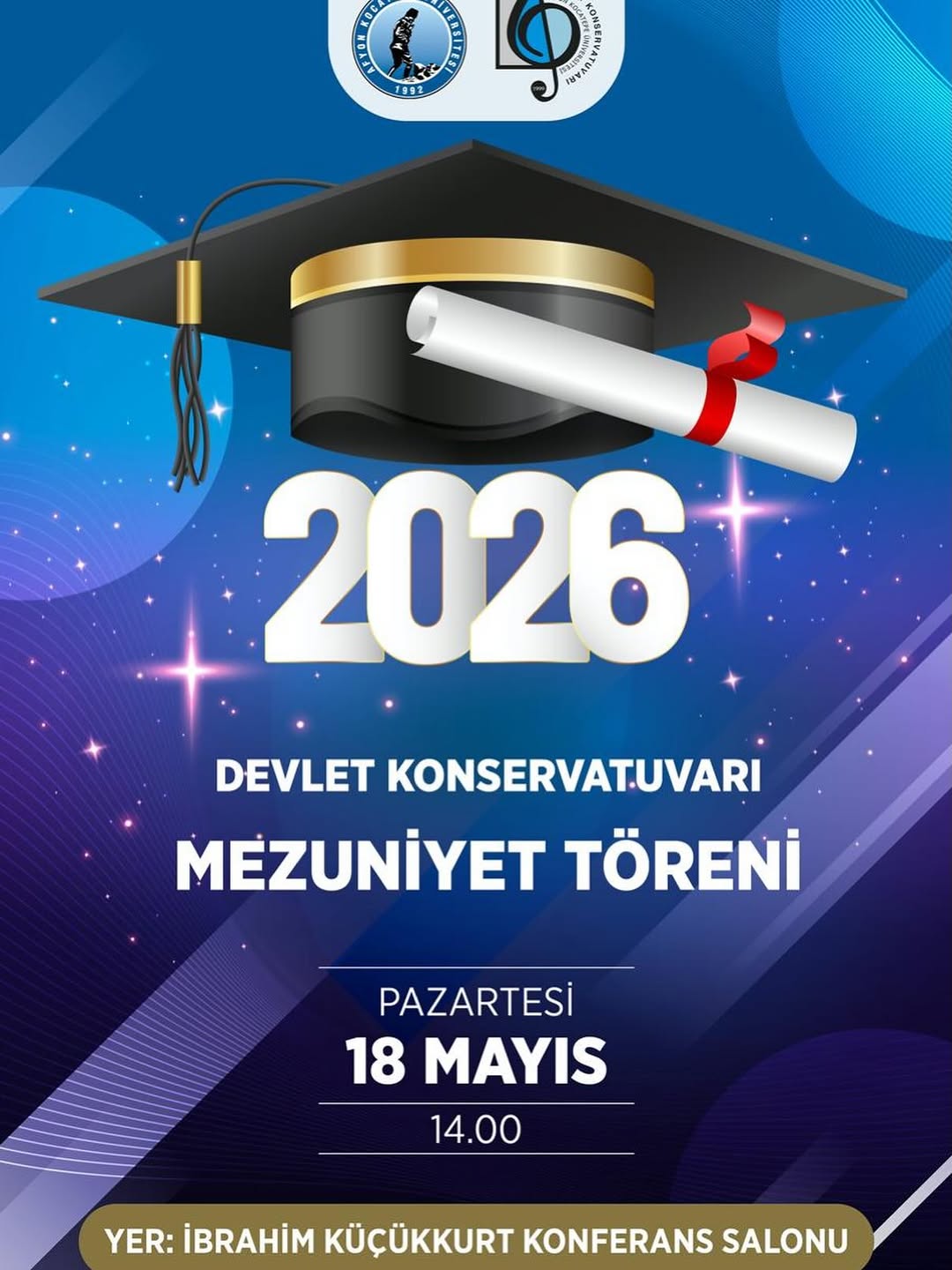 Afyon Kocatepe Üniversitesi'nde Bugün: Devlet Konservatuvarı Mezuniyet Töreni