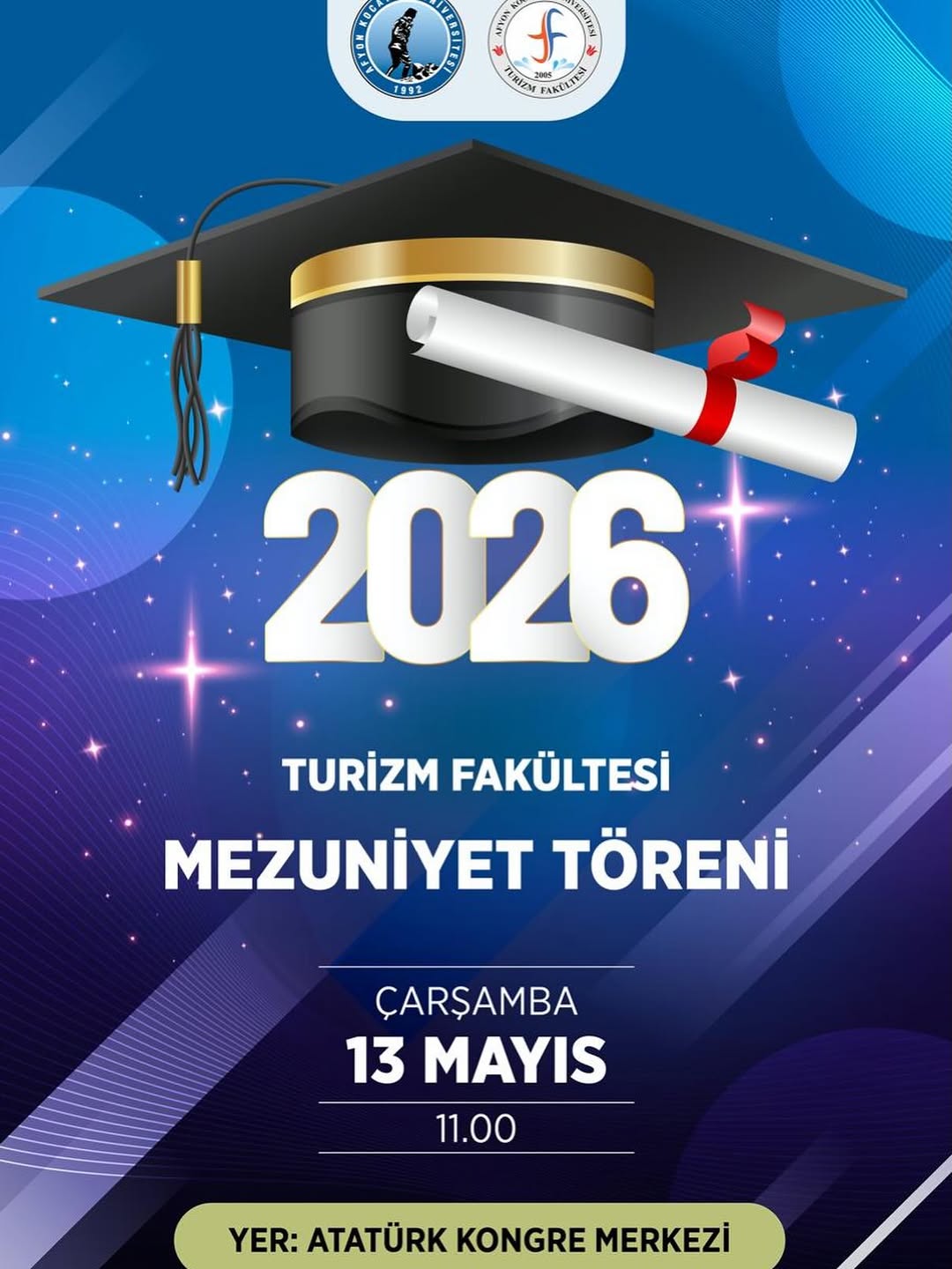 Afyon Kocatepe Üniversitesi'nde Bugün: Turizm Fakültesi Mezuniyet Töreni