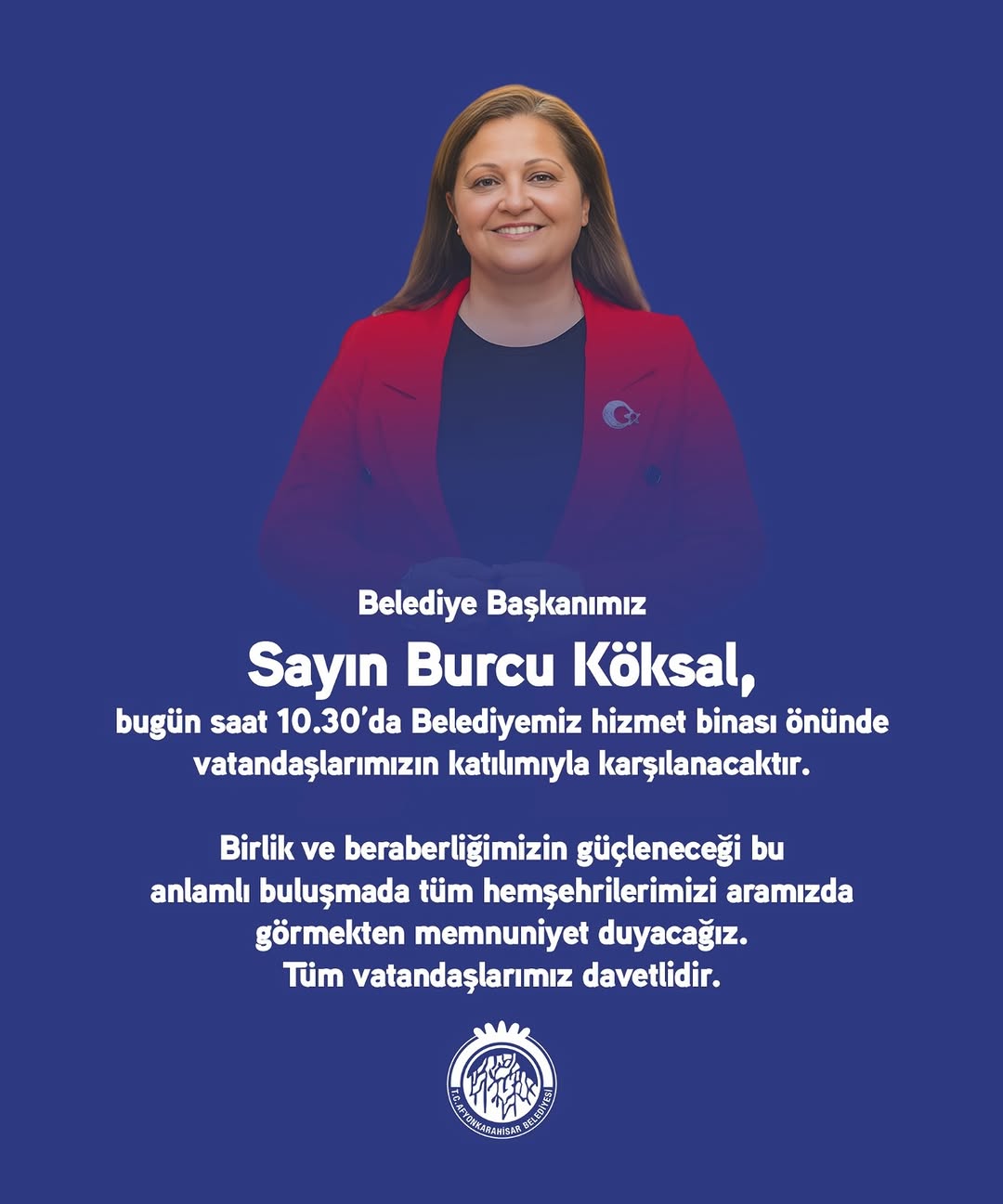 Afyonkarahisar Belediyesi Başkanı Burcu Köksal'ı Karşılıyor