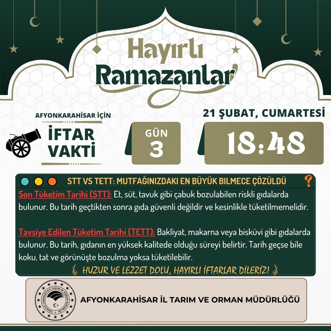 Afyonkarahisar'da Tarım ve Orman Müdürlüğü'nden İftar Vakti Duyurusu