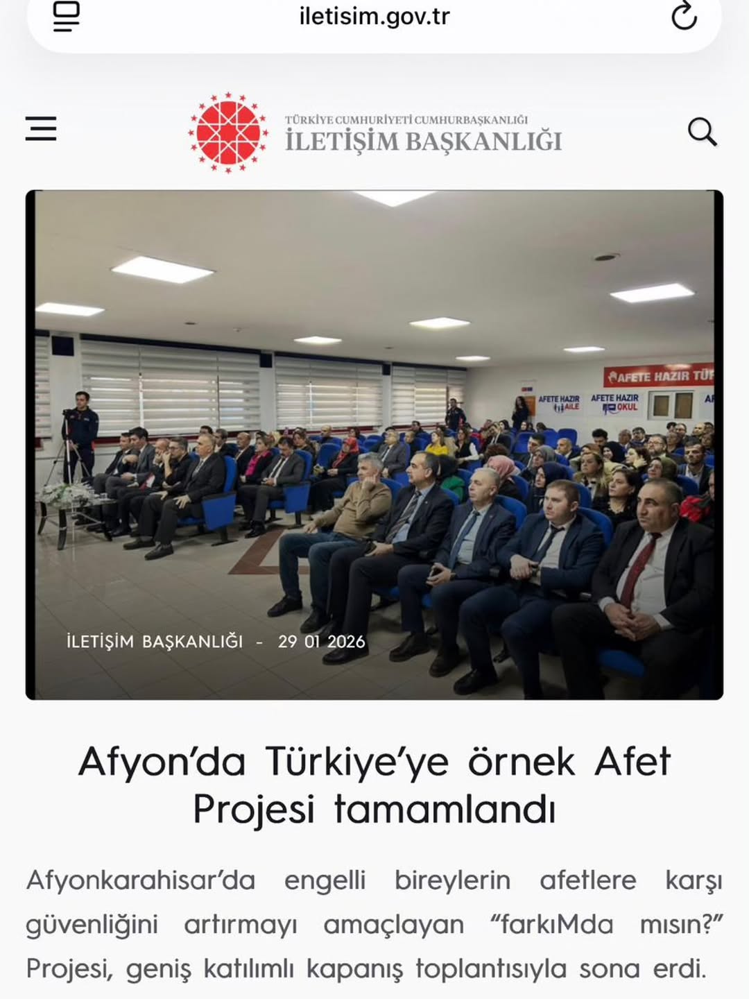Afyonkarahisar'da Türkiye'ye Örnek Afet Projesi Tamamlandı
