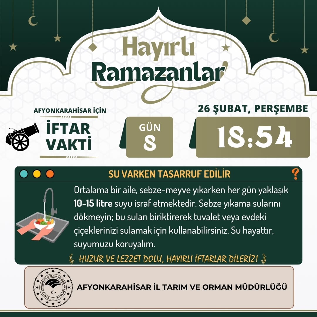 Afyonkarahisar İçin İftar Vakti