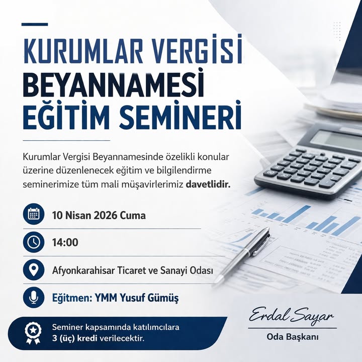Afyonkarahisar Mali Müşavirler Odası'ndan Yapılan Açıklama