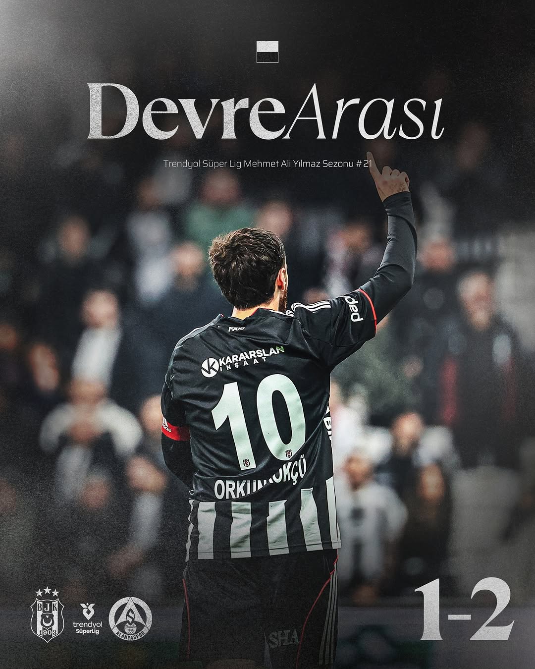 Beşiktaş 1-2 Corendon Alanyaspor Maçında İlk Yarı Sonuçlandı