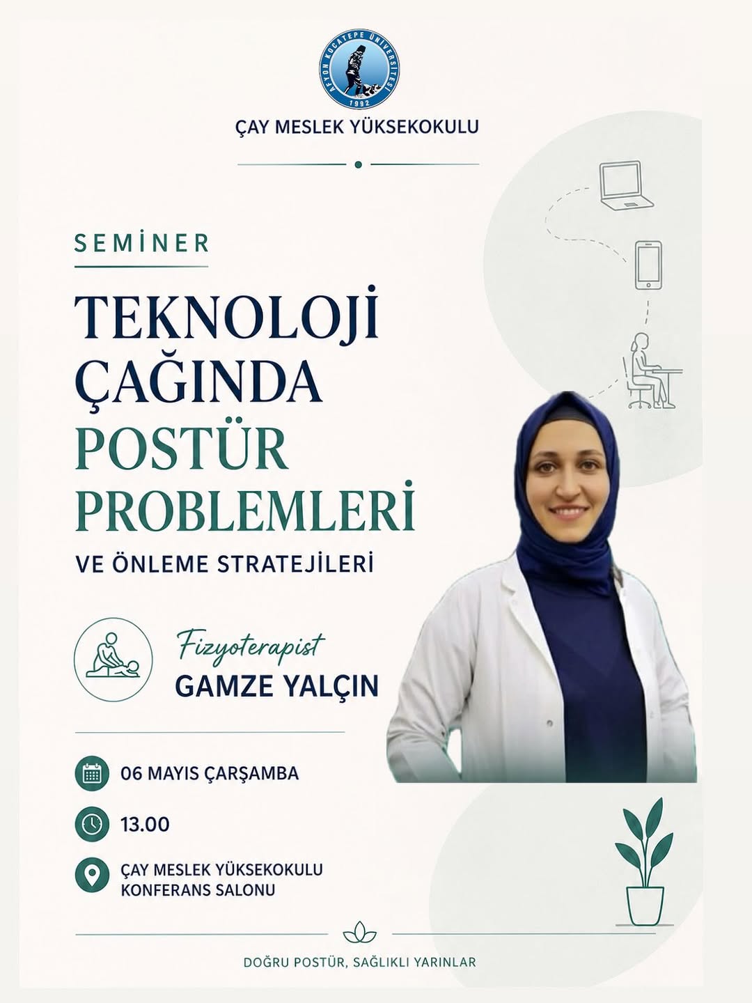 Çay Meslek Yüksekokulu Seminer Duyurusu: Teknoloji Çağında Postür Problemleri ve Önleme Stratejileri