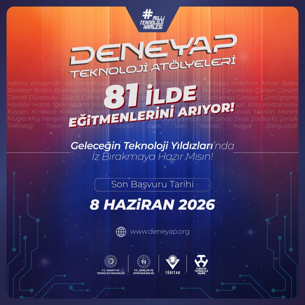 DENEYAP Teknoloji Atölyeleri eğitmen arayışına başladı