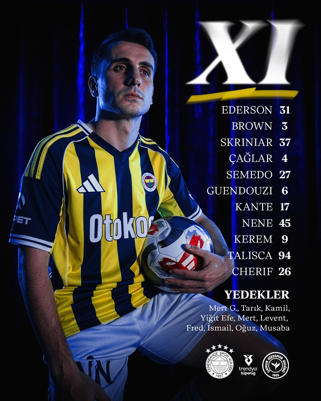 Fenerbahçe'nin Çaykur Rizespor Maçı İlk 11'i Belli Oldu
