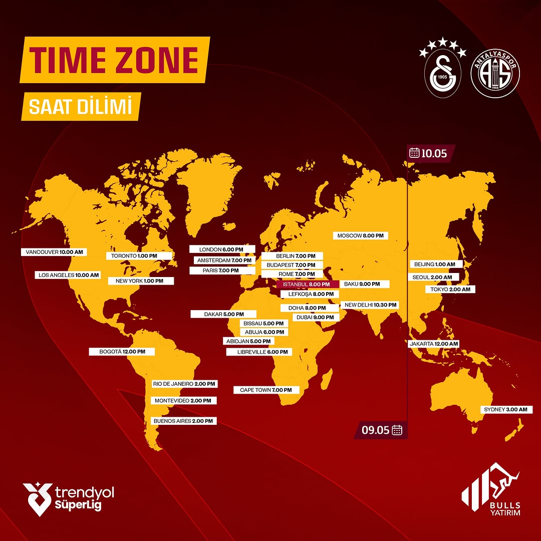 Galatasaray'ın H. Antalyaspor Maçı İzleme Saatleri