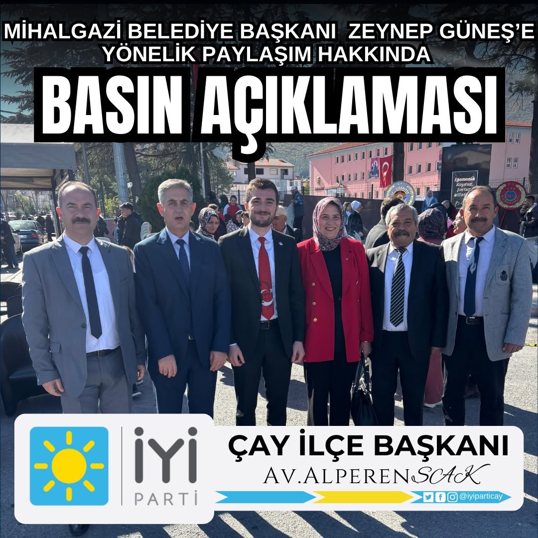 İYİ Parti Çay İlçe Başkanlığı'ndan Açıklama: Zeynep Güneş'e Yapılan Saldırı Reddedildi